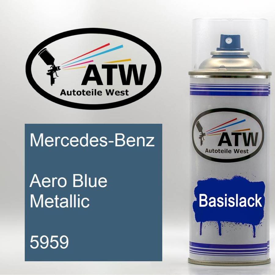 Mercedes-Benz, Aero Blue Metallic, 5959: 400ml Sprühdose, von ATW Autoteile West.